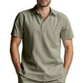 thumbnail image 1 of Men's Polo Shirts Solid Color Loose Fit Button Down Collar Short Sleeve Tops Summer Comfortable Basic T Shirts for Man, 1 of 9