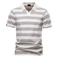 thumbnail image 1 of Men's Polo Shirts Striped Performance Stretch Athletic Cotton Top Casual Vacation Short Sleeve Button Collared Shirts for Men, 1 of 5