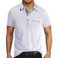 thumbnail image 1 of Men's Polo Shirts Summer Business Dressy Short Sleeve Button Up Collared Tops with Pocket Lightweight Breathable Loose Fit T Shirts for Man White XXL, 1 of 6