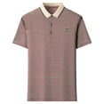 thumbnail image 1 of Men's Polo Shirts Summer Classic Short Sleeve Button Collared Striped Tops Thin Breathable Casual T Shirts for Man, 1 of 7