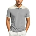 thumbnail image 1 of Men's Polo Shirts Summer Colour Block Sports Casual Short Sleeve Top Slim Fit Stretch Button Collared Golf Mens Dress Shirts, 1 of 8