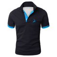 thumbnail image 1 of Men's Polo Shirts Summer Golf Short Sleeve Button Up Collared Business Tops Comfortable Work Slim Fit Stretchy Mens Shirts Black2 XL, 1 of 4