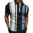 thumbnail image 1 of Men's Polo Shirts Summer Striped Print Turn Down Collar Short Sleeve Tops, 1 of 4