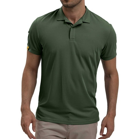 Men's Polo Shirts Under $10 Solid Color Exercise Casual Fashion Button Lapel Short Sleeve
