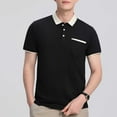 thumbnail image 1 of Men's Polo Shirts With Collar Big And Tall Under $10 Solid-Color Casual Button Pocket Short Sleeve Turndown Collar Blouse Shirt, 1 of 5