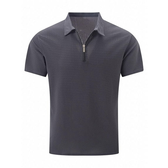 Men's Polo Shirts With Collar Big And Tall Under $10 Solid Color Casual Fashion Mesh Holes Ventilate Zipper Lapel Short Sleeve