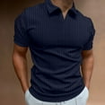 thumbnail image 1 of Men's Polo Shirts With Collar Big And Tall Under $10 Solid Color Shirt Pullover Lapel Vertical Strip Button Long-Sleeved Lapel, 1 of 5