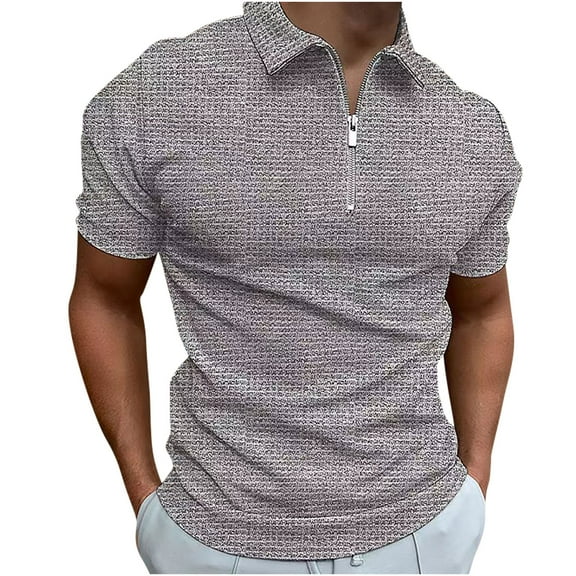 Men's Polo Shirts With Collar Big And Tall Under $10 Summer Zippered Lapel Short Sleeved Top