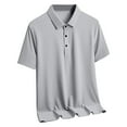 thumbnail image 1 of Men's Polo Shirts With Collar Clearance Under $10 Short Sleeved Solid Color Ice Silk Shirt Lapel Tops, 1 of 2