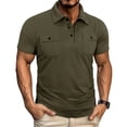thumbnail image 1 of Men's Polo Shirts with 2 Pockets Short Sleeve Quick Dry Casual Sports Outdoor Golf Shirt for Men Basic T-Shirt Tops, M, 1 of 6