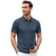 thumbnail image 1 of Men's Polo Short Sleeve Shirts Moisture Wicking Quick Dry Collared Solid Color Shirt Classic Fit Business Casual Tops Navy 4XL, 1 of 5