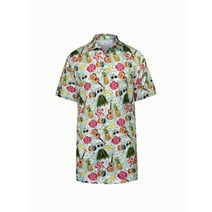 Men's Polo Summer Hawaiian Prints Casual Leaves Pattern Shorts Sleeves Shirts For Men Size M-2XL