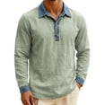 thumbnail image 1 of Men's Polo T Shirts Long Sleeve Button Down Tee Shirts Lightweight Green Men's Fashion, 1 of 4