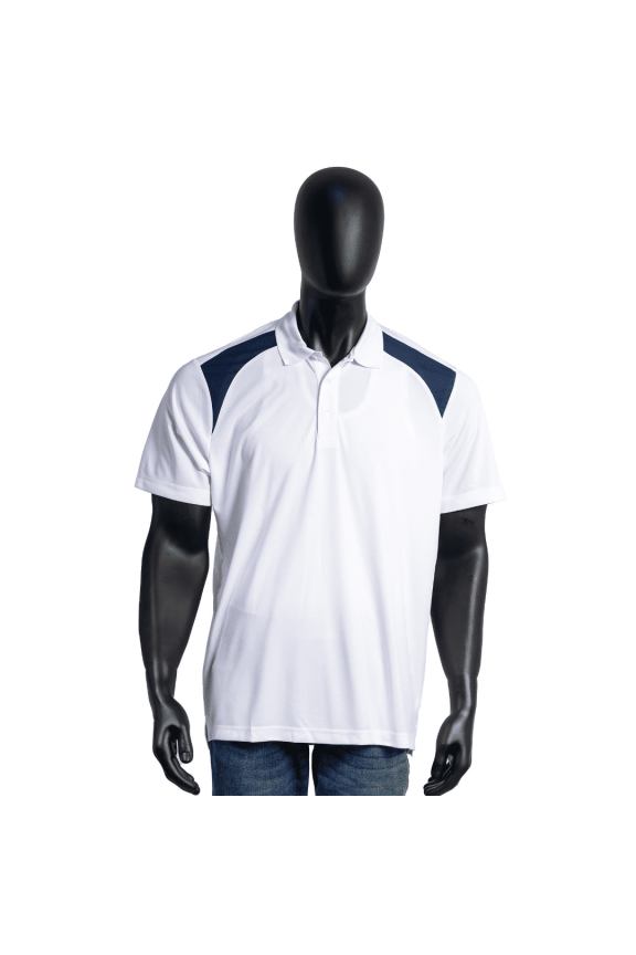 Men's Polo, White-Stylish Navy Contras Blocking [PUM-601]