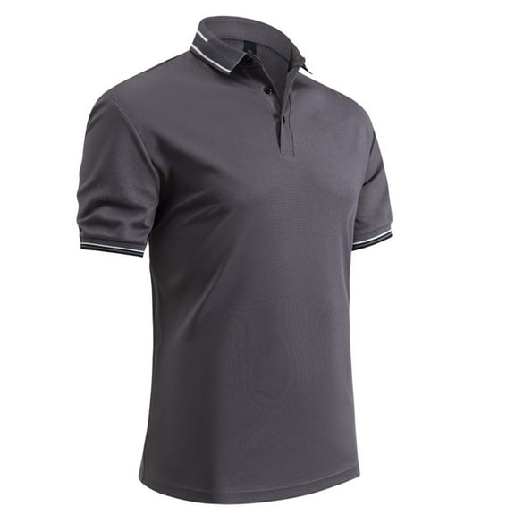 Men's Polo with Short Sleeves, Men's & Big Men's Breathable Button-Up Shirt, Size , XXXXL, Gray