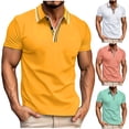 thumbnail image 1 of Men's Polor Shirts Short Sleeve Button Pullover T-Shirts Casual Contrast Collar Shirt Athletic Outdoor Office Outfit Yellow,S, 1 of 7