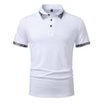 thumbnail image 1 of Men's Polos Shirts Short Sleeve Summer Fashion Casual Golf T Shirt Breathable Moisture Wicking Patchwork Tees (L, White), 1 of 8
