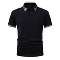 thumbnail image 1 of Men's Polos Shirts Short Sleeve Summer Fashion Casual Golf T Shirt Breathable Moisture Wicking Patchwork Tees (S, Black), 1 of 8