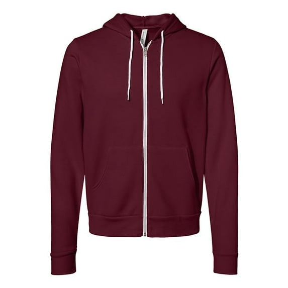BELLA + CANVAS - Sponge Fleece Full-Zip Hoodie - 3739 - Maroon - Size: XS