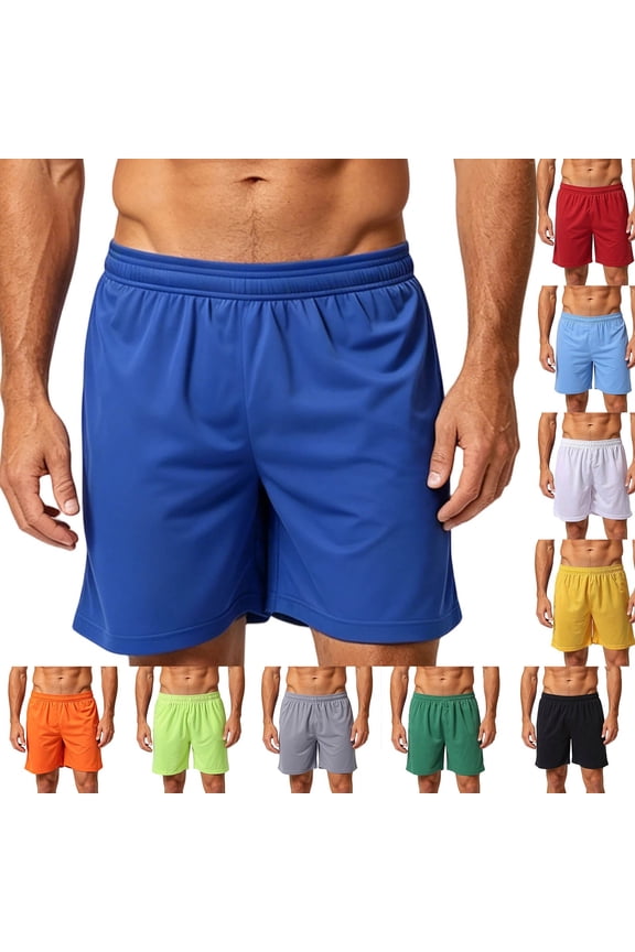 Men's Polyester Five Inch Athletic Shorts, High Elastic Wide Waistband Loose Straight Leg Invisible Pockets Quick Dry Cropped Pants for Soccer Basketball Running | TruHer,Black S