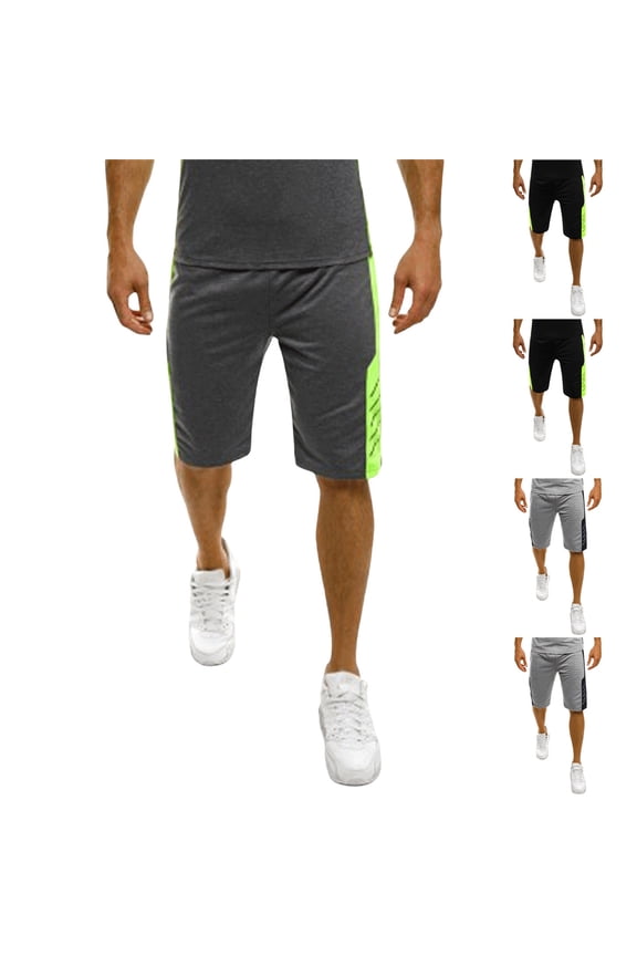 Men's Polyester Patchwork Running Shorts, Athletic Shorts, Quick Dry Breathable Workout Shorts, Gym Training, Hiking, Casual Daily Wear, Activewear Essentials | HAODEJW,Black 2XL