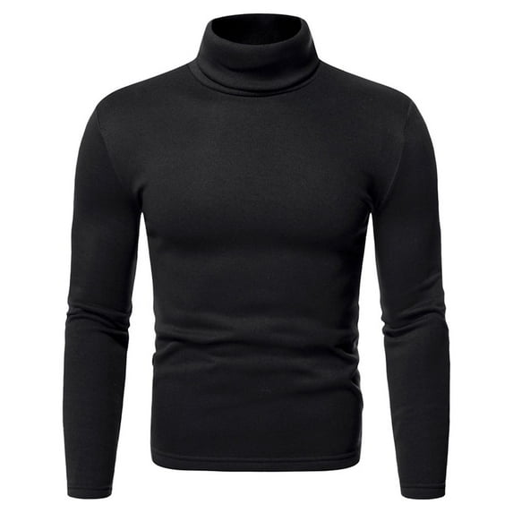Men's Polyester Solid Color Turtleneck Shirt - Slim Fit, Long Sleeve - Casual/Sport - Sizes S-XXL