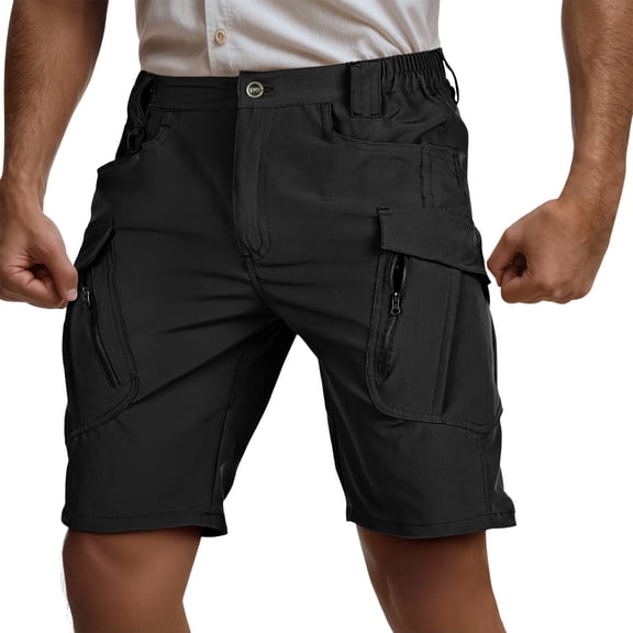 Men's Polyester Work Shorts in Grey and Black Sizes S to XXXL, with Pockets