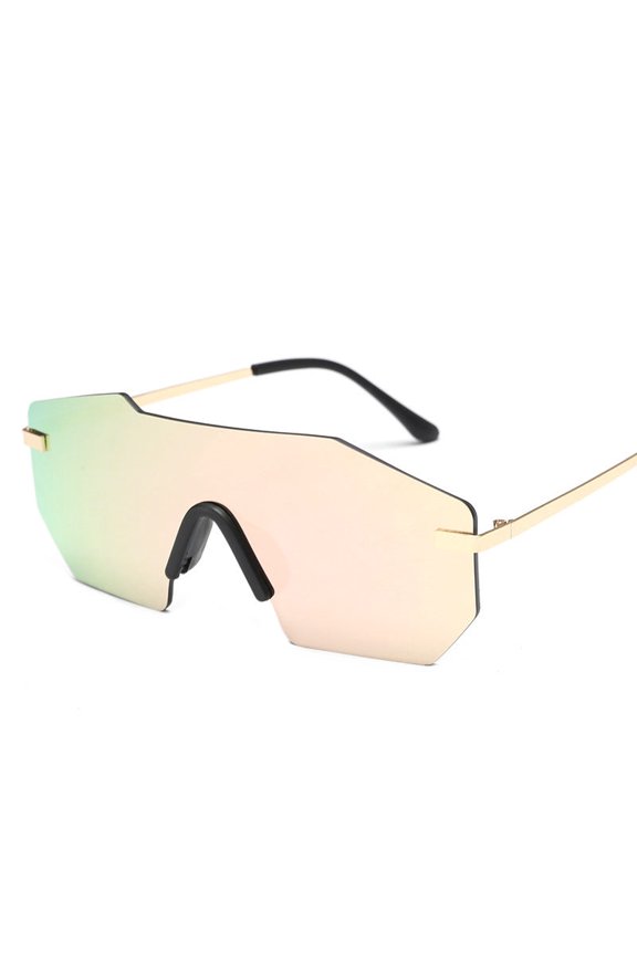 Men's Polygonal Sunglasses Metal Frame Resin Lenses Flat Mirror Sunglasses 58mm Lens Width and 140mm Frame Width 138mm Temple Length Eye Protection