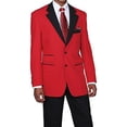 thumbnail image 1 of Men's Poplin Dacron 2button High Fashion Suit 2 Tone Red/black, Royal/black 7022 (54L, Red), 1 of 1