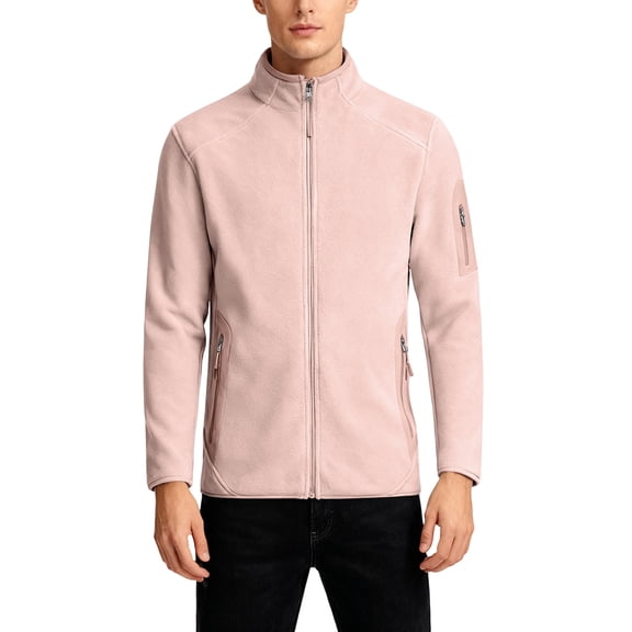 Men's Popular Fashion Outdoor Fleece Warm Jacket, Pink, M