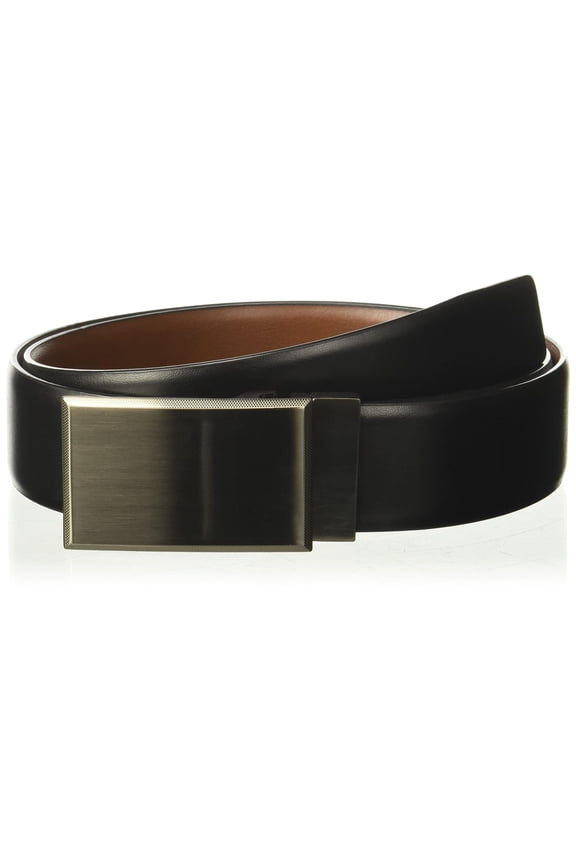 Men's Portfolio Patterned Plaque Leather Reversible Belt (sizes 30-44 Inches)