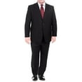 thumbnail image 1 of Men's Portly Fit Executive Cut Solid Black Two Button 2 Piece Wool Suit, 1 of 4