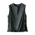 thumbnail image 1 of Men's Post Shoulder Surgery Tank Tops Solid Color Recovery Tear Away Vest Sleeveless Loose Fit Tanks Full Open Side Snap Adaptive Shirt, 1 of 5