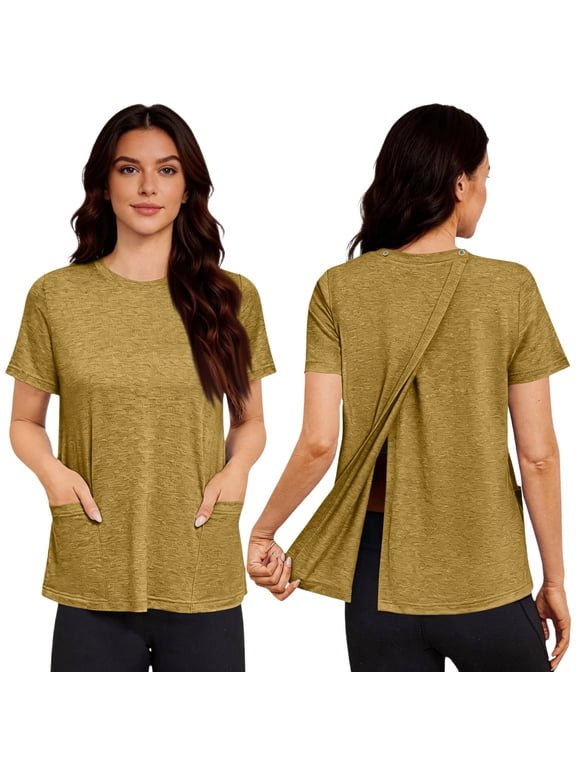 Men's Post-Surgery Short Sleeve T-Shirt with Open Side Snaps - Adaptive Solid Color Crewneck Tee, Breathable Casual Top for Recovery & Daily Wear