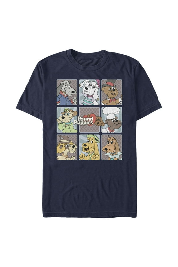 Men's Pound Puppies Character Box Graphic Tee Navy Blue 2X Large