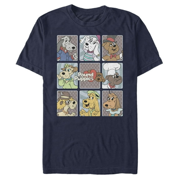 Men's Pound Puppies Character Box  Graphic Tee Navy Blue 3X Large