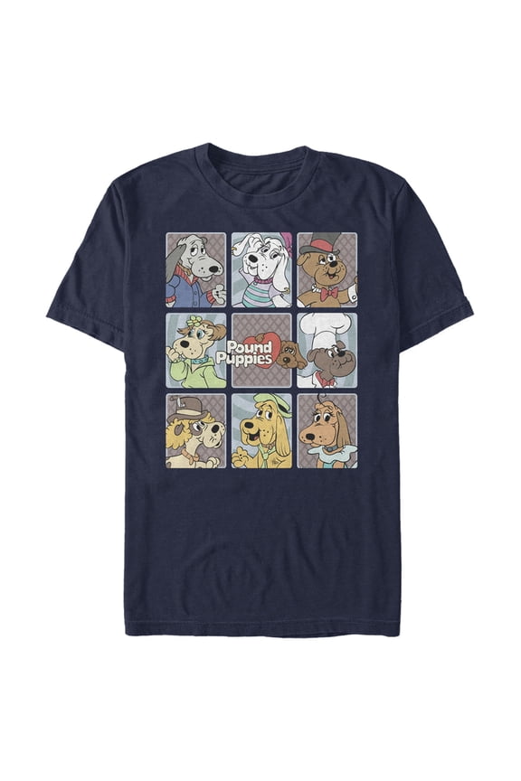 Men's Pound Puppies Character Box  Graphic Tee Navy Blue 3X Large