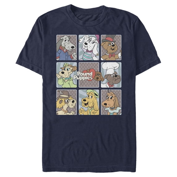 Men's Pound Puppies Character Box Graphic Tee Navy Blue Small