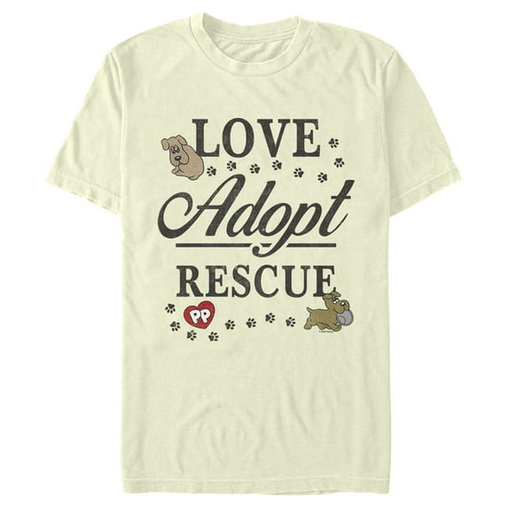 Men's Pound Puppies Love Adopt Rescue Graphic Tee Beige Small