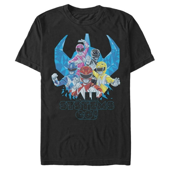 Men's Power Rangers All Systems Go  Graphic Tee Black 2X Large
