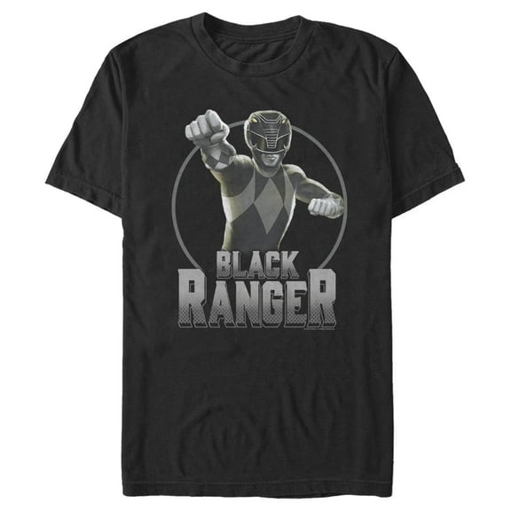 Men's Power Rangers Black Ranger Circle Portrait Graphic Tee Black Medium