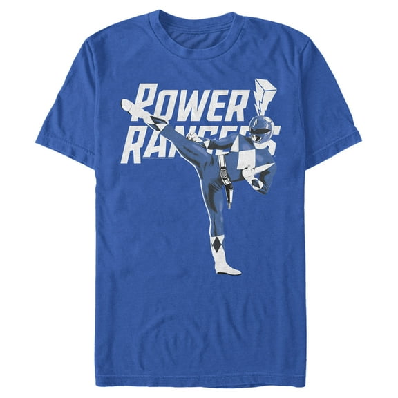 Men's Power Rangers Blue Ranger High Kick  Graphic Tee Royal Blue 2X Large