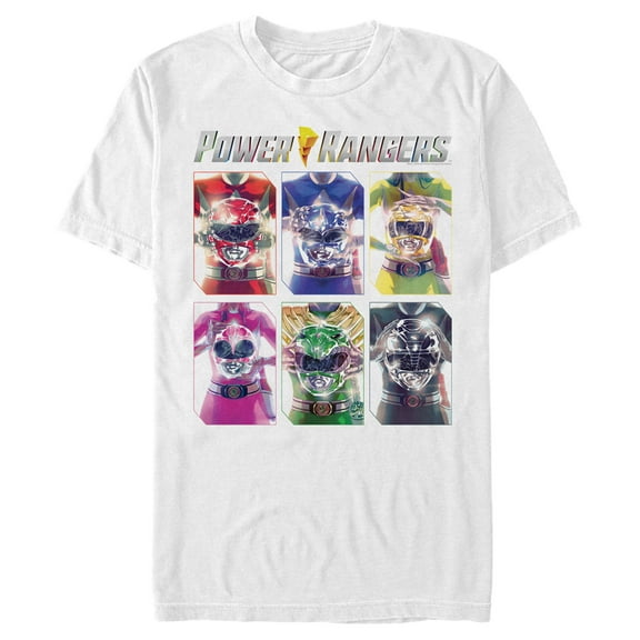 Men's Power Rangers Character Helmets  Graphic Tee White Large