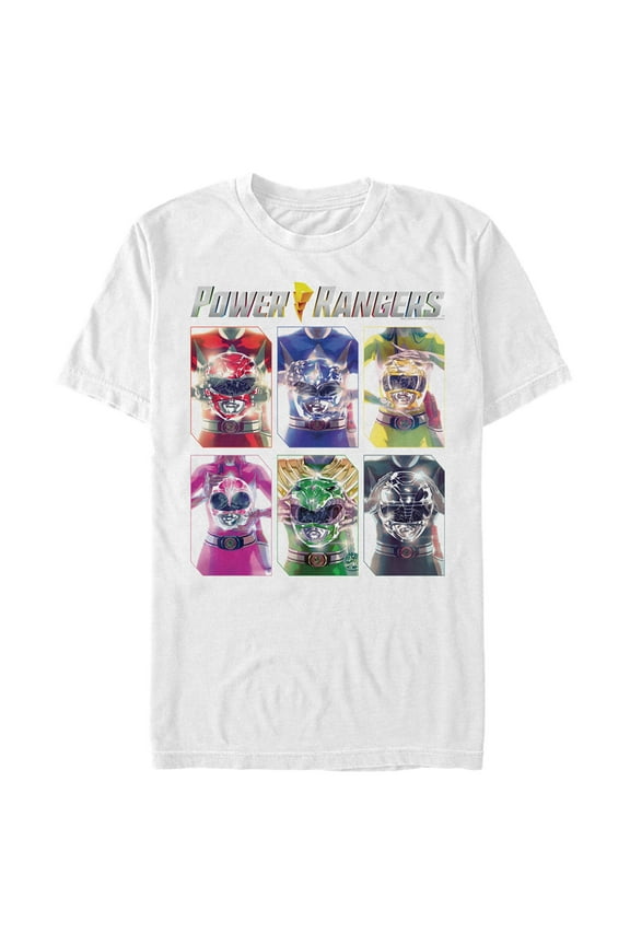 Men's Power Rangers Character Helmets Graphic Tee White Medium