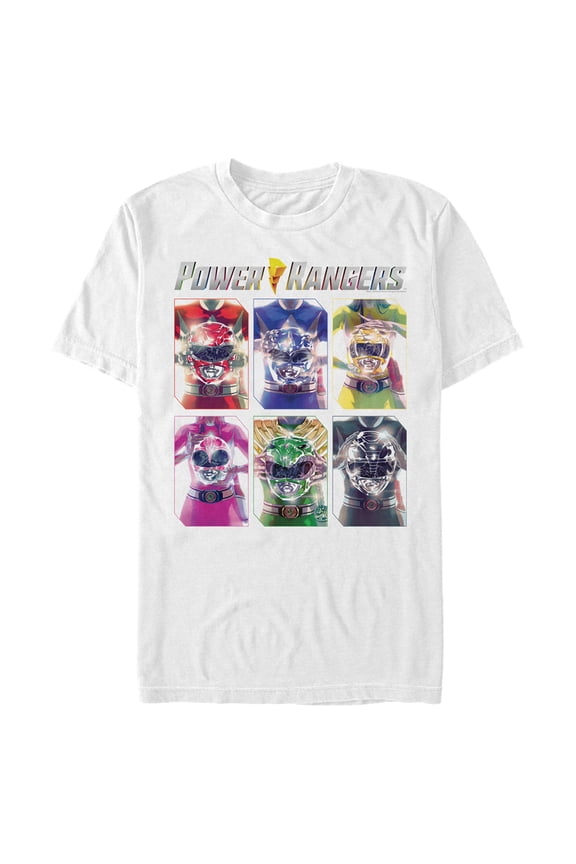 Men's Power Rangers Character Helmets Graphic Tee White Small