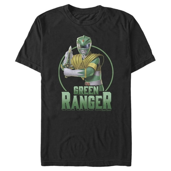 Men's Power Rangers Green Ranger Circle Portrait  Graphic Tee Black 2X Large