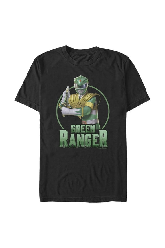 Men's Power Rangers Green Ranger Circle Portrait  Graphic Tee Black Large