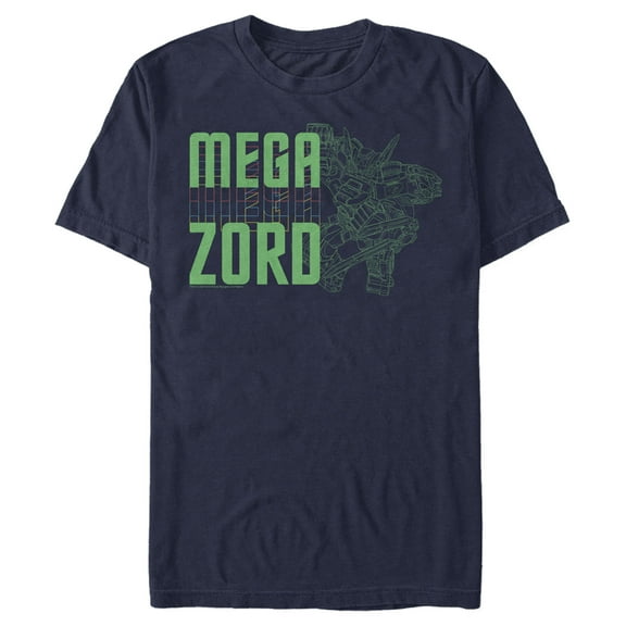 Men's Power Rangers Megazord Outline Graphic Tee Navy Blue 2X Large