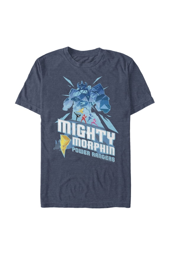 Men's Power Rangers Mighty Morphin Megazord Graphic Tee Navy Blue Heather 3X Large