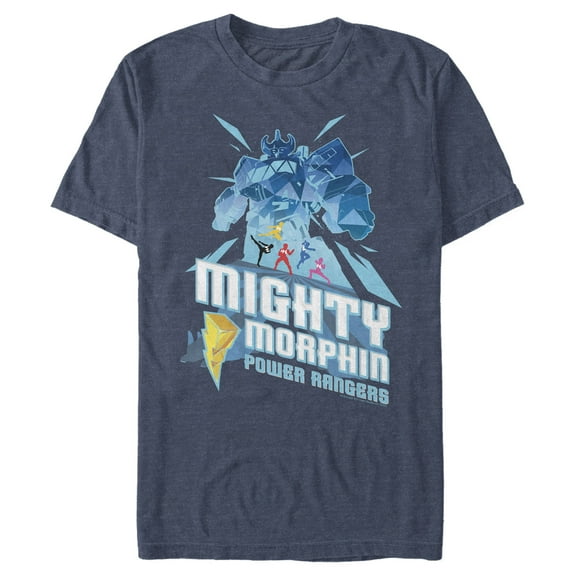 Men's Power Rangers Mighty Morphin Megazord  Graphic Tee Navy Blue Heather Large